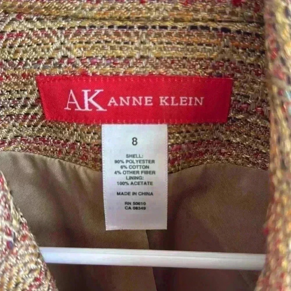 Anne Klein Tweed Blazer Jacket Size 8 Brown Multicolor Fall Workwear Office - Picture 6 of 14
